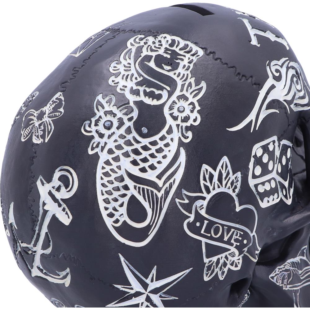Tattoo Fund Black Skull Money Box — view 5 — Nemesis Now B5109R0