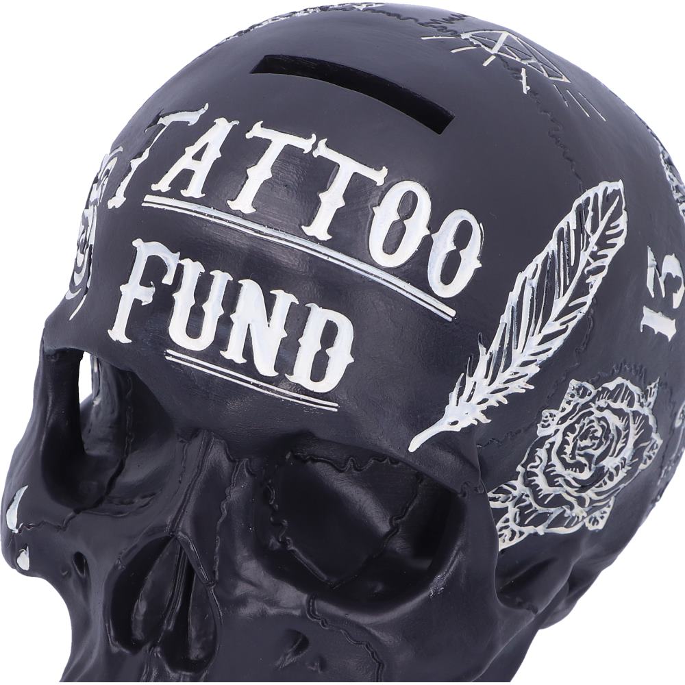 Tattoo Fund Black Skull Money Box — view 6 — Nemesis Now B5109R0