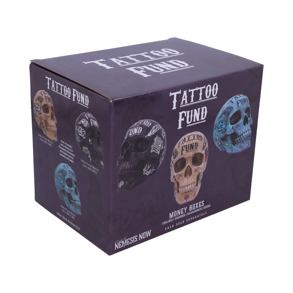 Tattoo Fund Black Skull Money Box — view 7 — Nemesis Now B5109R0