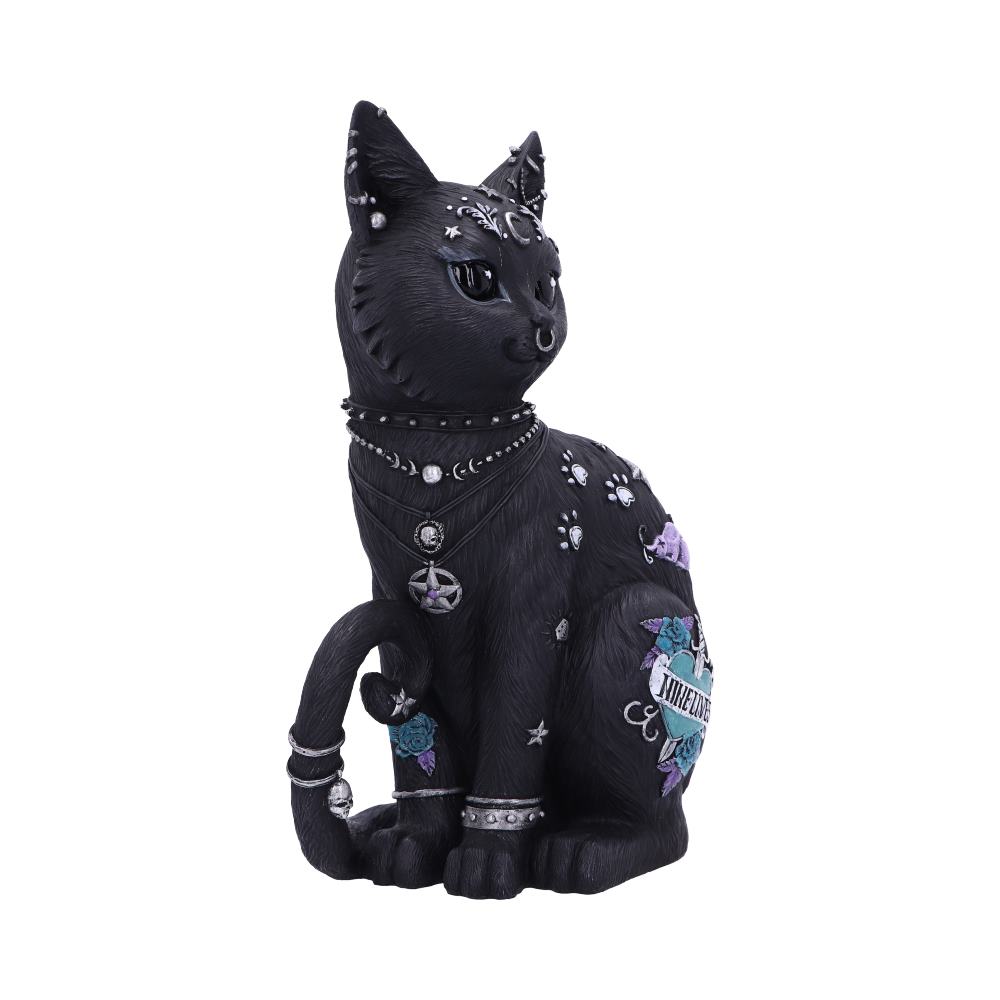 Nine Lives Tattooed Black Cat Figurine 22cm — view 4 — Nemesis Now B5886V2