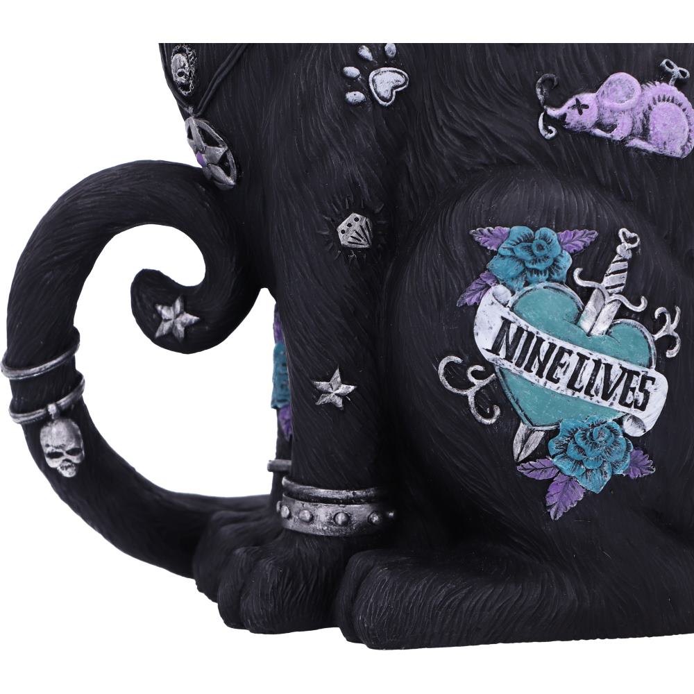 Nine Lives Tattooed Black Cat Figurine 22cm — view 6 — Nemesis Now B5886V2