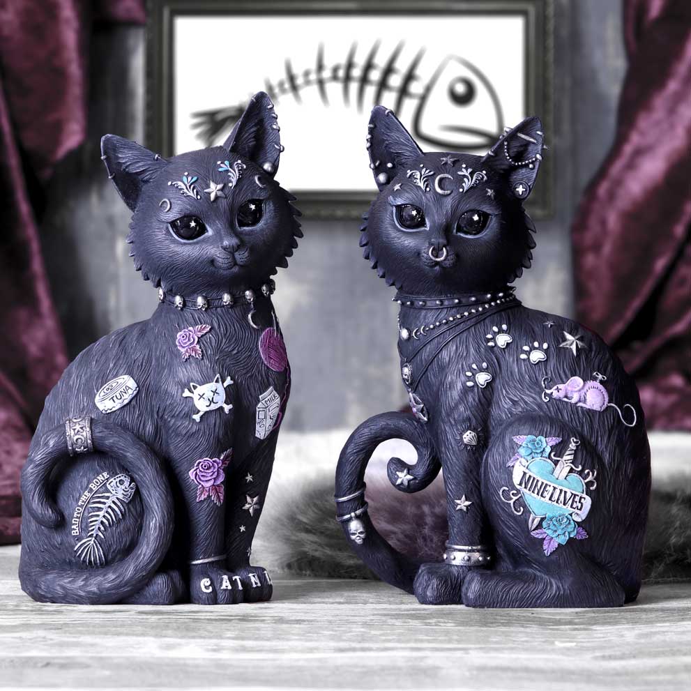 Nine Lives Tattooed Black Cat Figurine 22cm — view 9 — Nemesis Now B5886V2