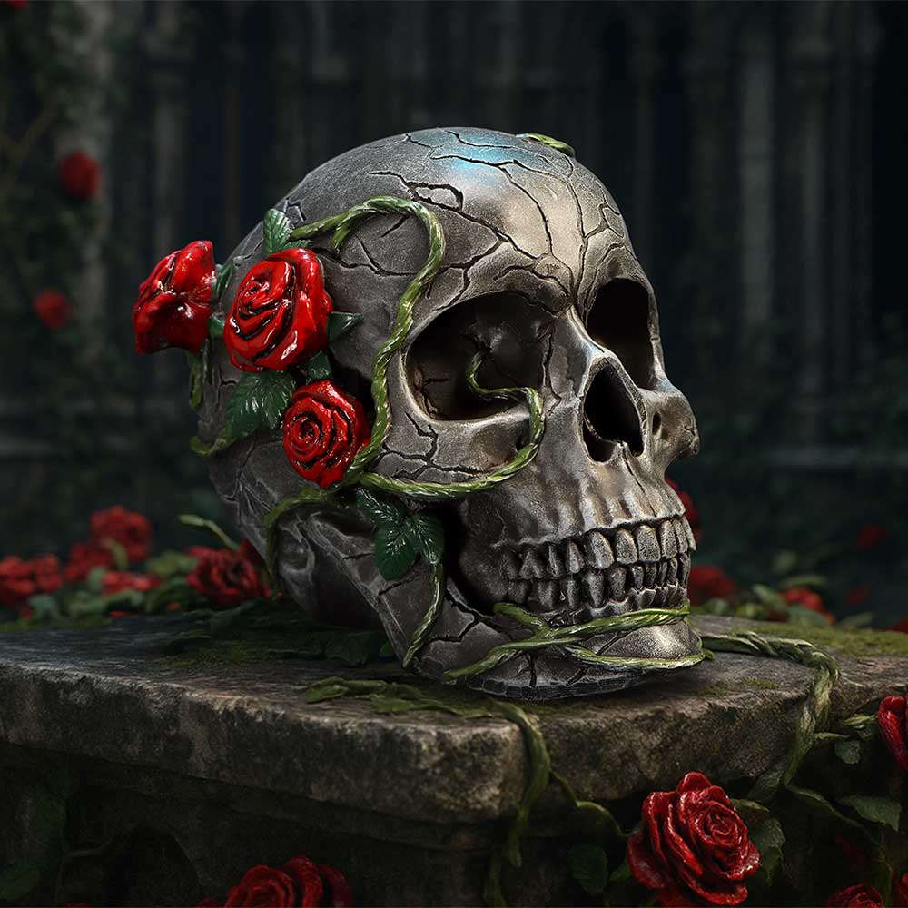 Twilight Bloom Gothic Skull Figurine 15.6cm — view 8 — Nemesis Now K7485A26
