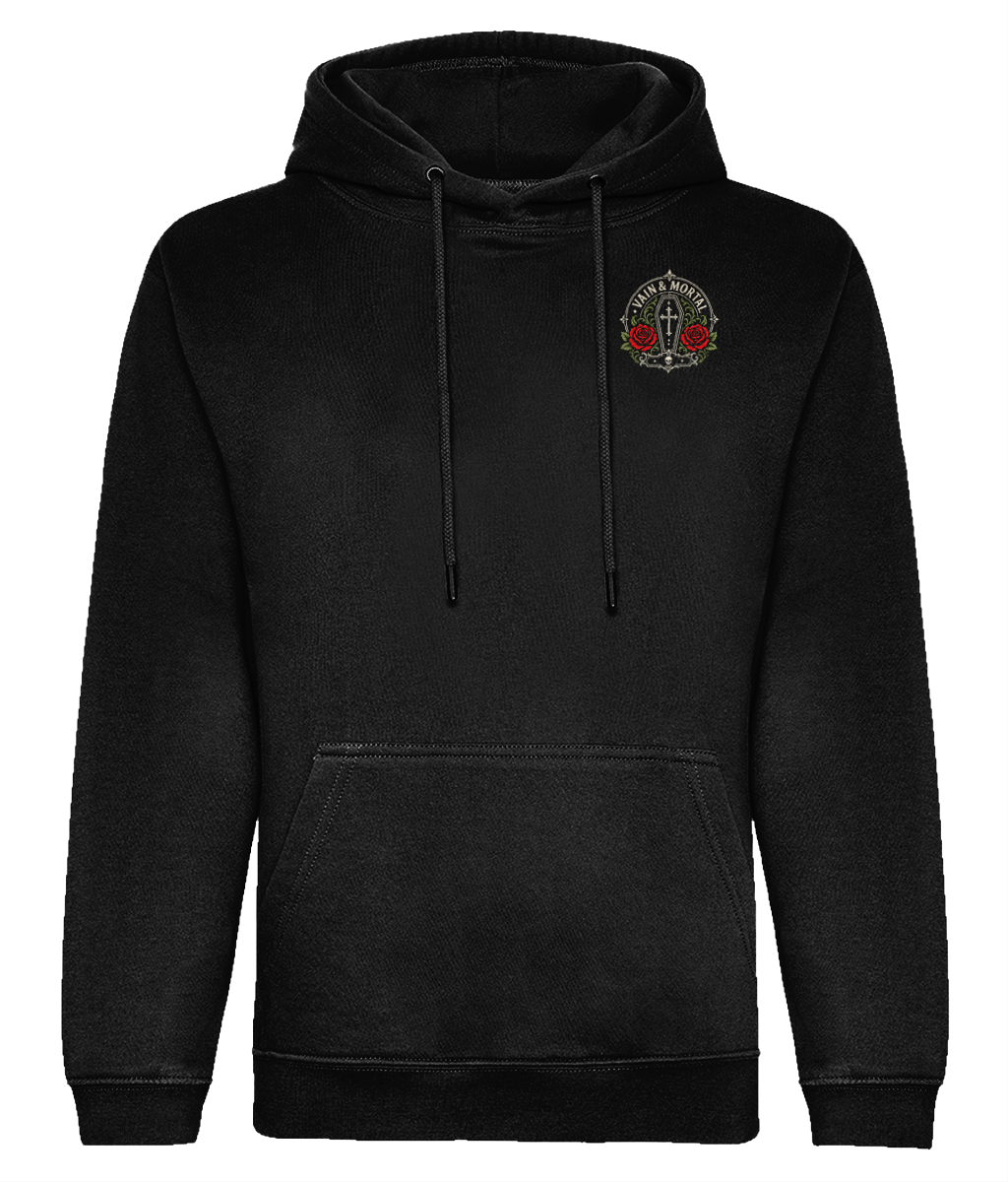 VAIN & MORTAL Beauty Fades. Art Remains. organic hoodie in Black — front artwork