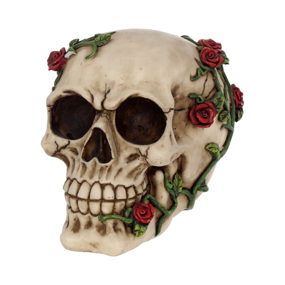 Rose From Beyond Gothic Skull Figurine 15cm — view 2 — Nemesis Now NEM3719