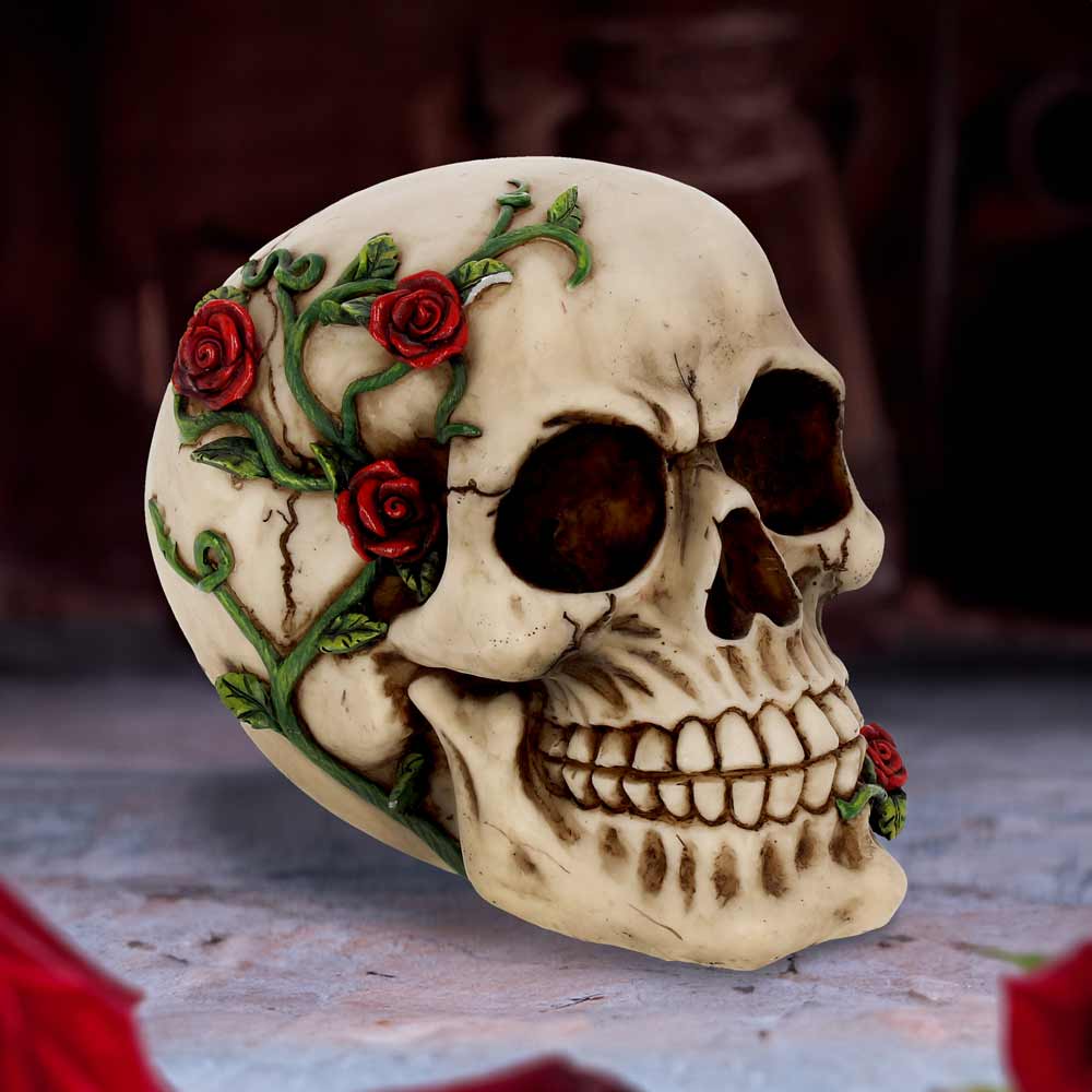 Rose From Beyond Gothic Skull Figurine 15cm — view 8 — Nemesis Now NEM3719