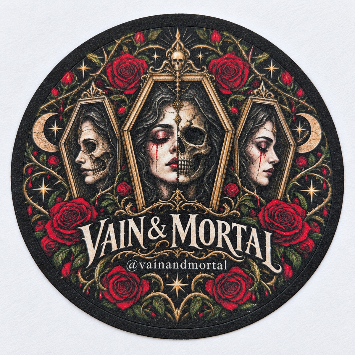 VAIN & MORTAL triple portrait gothic sticker
