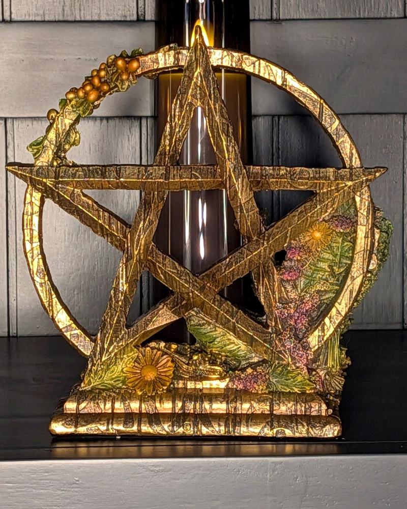 Mabon autumn pentagram with autumnal foliage
